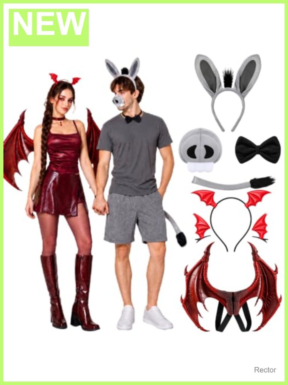 8 Pc Halloween Dragon Donkey Costume Set Adult Accessory Kit